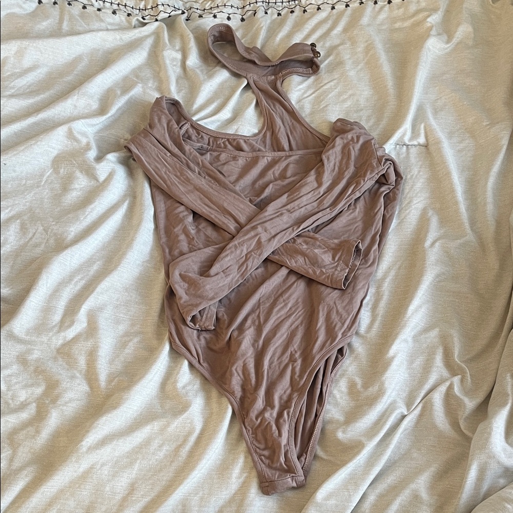 Taupe One-Shoulder Bodysuit